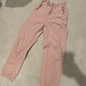 Dusty rose paper bag pants
